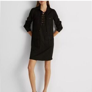 NWT Ralph Lauren Lace-up Twill Dress